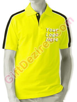 Designer Yellow and Black-White Color T Shirts With Logo